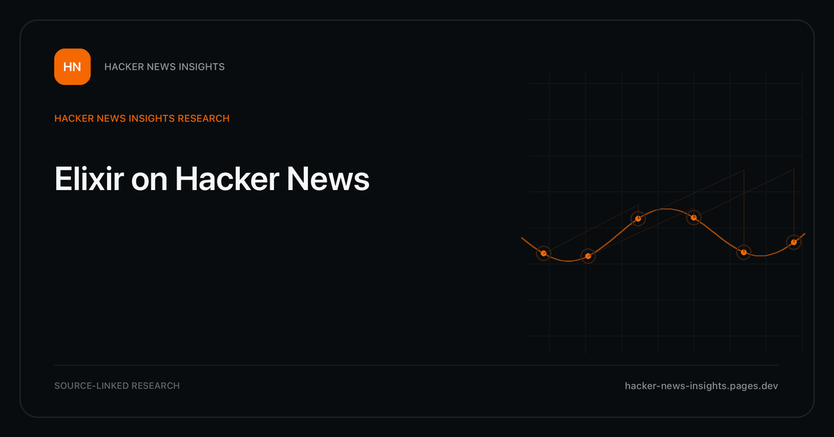 Visual guide to Elixir on Hacker News: How Elixir changed in Hacker News story titles from 2007 through 2026, with annual title share, peak year, sources, and coverage limits.