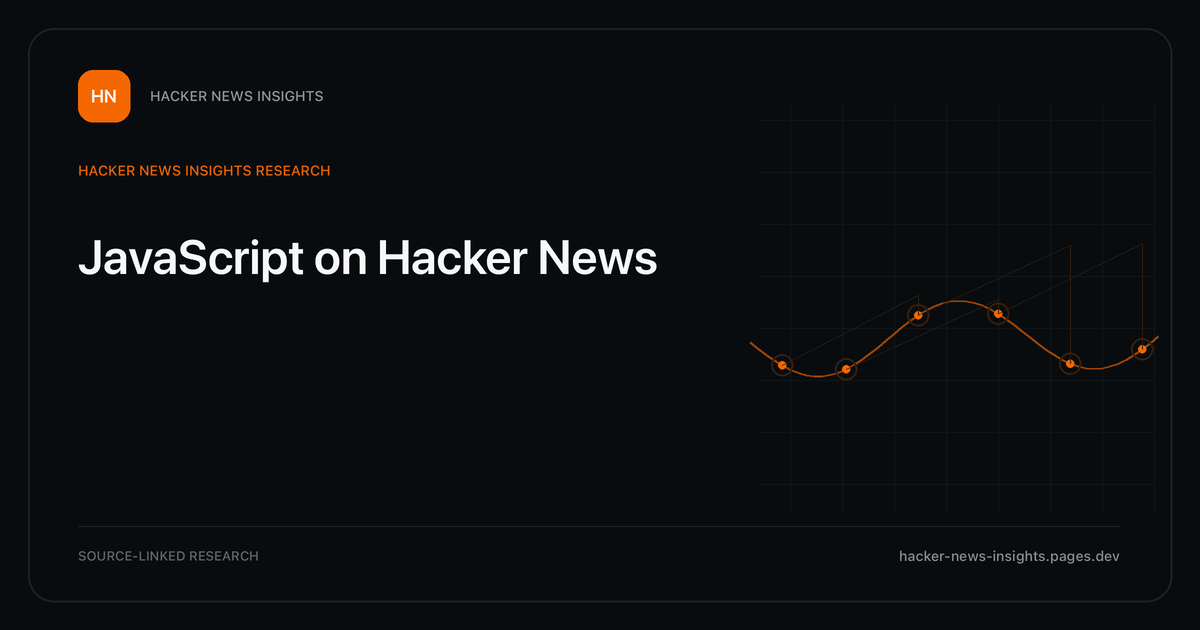 Visual guide to JavaScript on Hacker News: How JavaScript changed in Hacker News story titles from 2007 through 2026, with annual title share, peak year, sources, and coverage limits.