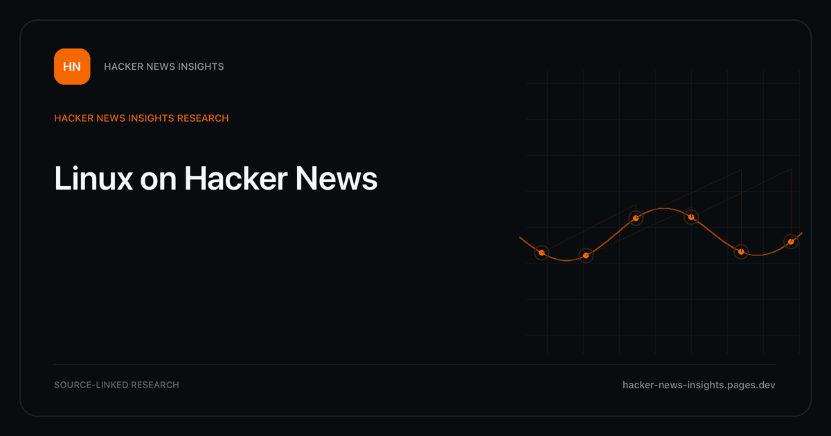 Visual guide to Linux on Hacker News: How Linux changed in Hacker News story titles from 2007 through 2026, with annual title share, peak year, sources, and coverage limits.
