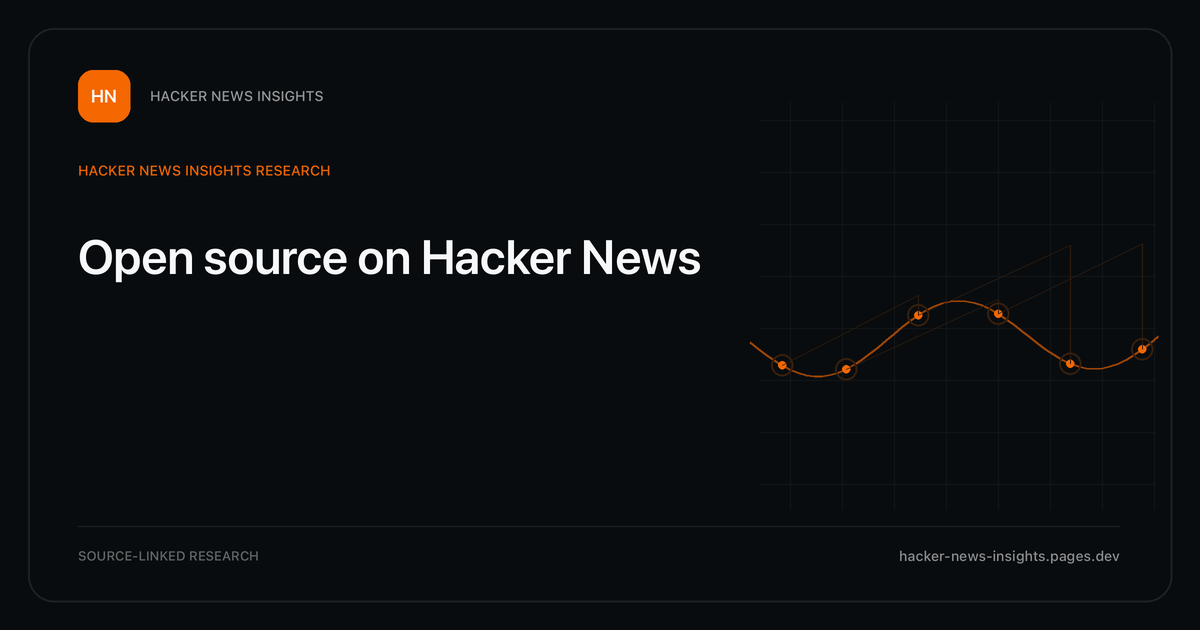 Visual guide to Open source on Hacker News: How Open source changed in Hacker News story titles from 2007 through 2026, with annual title share, peak year, sources, and coverage limits.