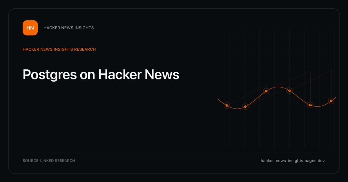 Visual guide to Postgres on Hacker News: How Postgres changed in Hacker News story titles from 2007 through 2026, with annual title share, peak year, sources, and coverage limits.