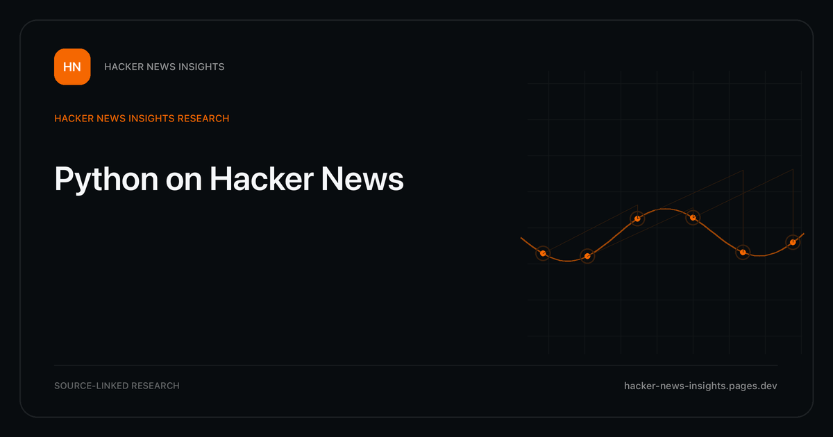 Visual guide to Python on Hacker News: How Python changed in Hacker News story titles from 2007 through 2026, with annual title share, peak year, sources, and coverage limits.