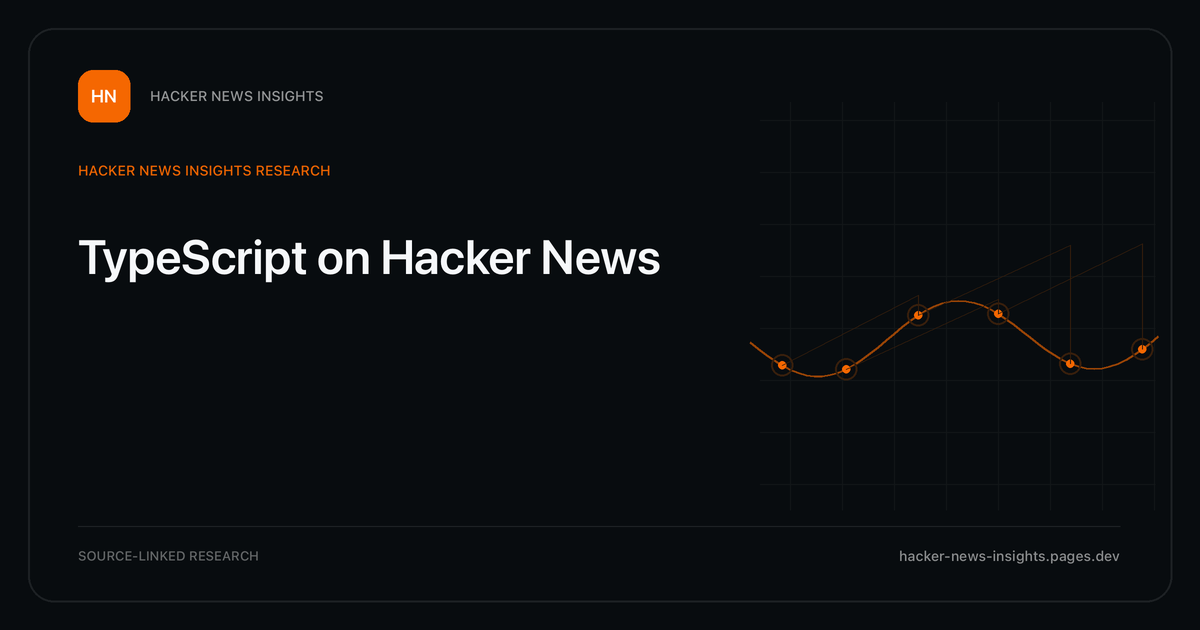 Visual guide to TypeScript on Hacker News: How TypeScript changed in Hacker News story titles from 2007 through 2026, with annual title share, peak year, sources, and coverage limits.